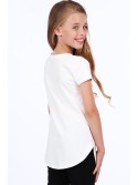 Girls\' tunic with a slit, cream, NDZ8229 - Online store - Boutique